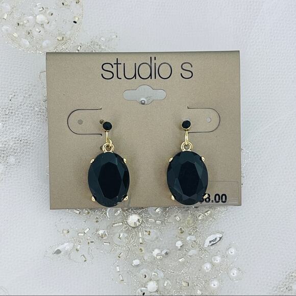 Studio S Black Rhinestone Earrings NWT - Picture 1 of 5